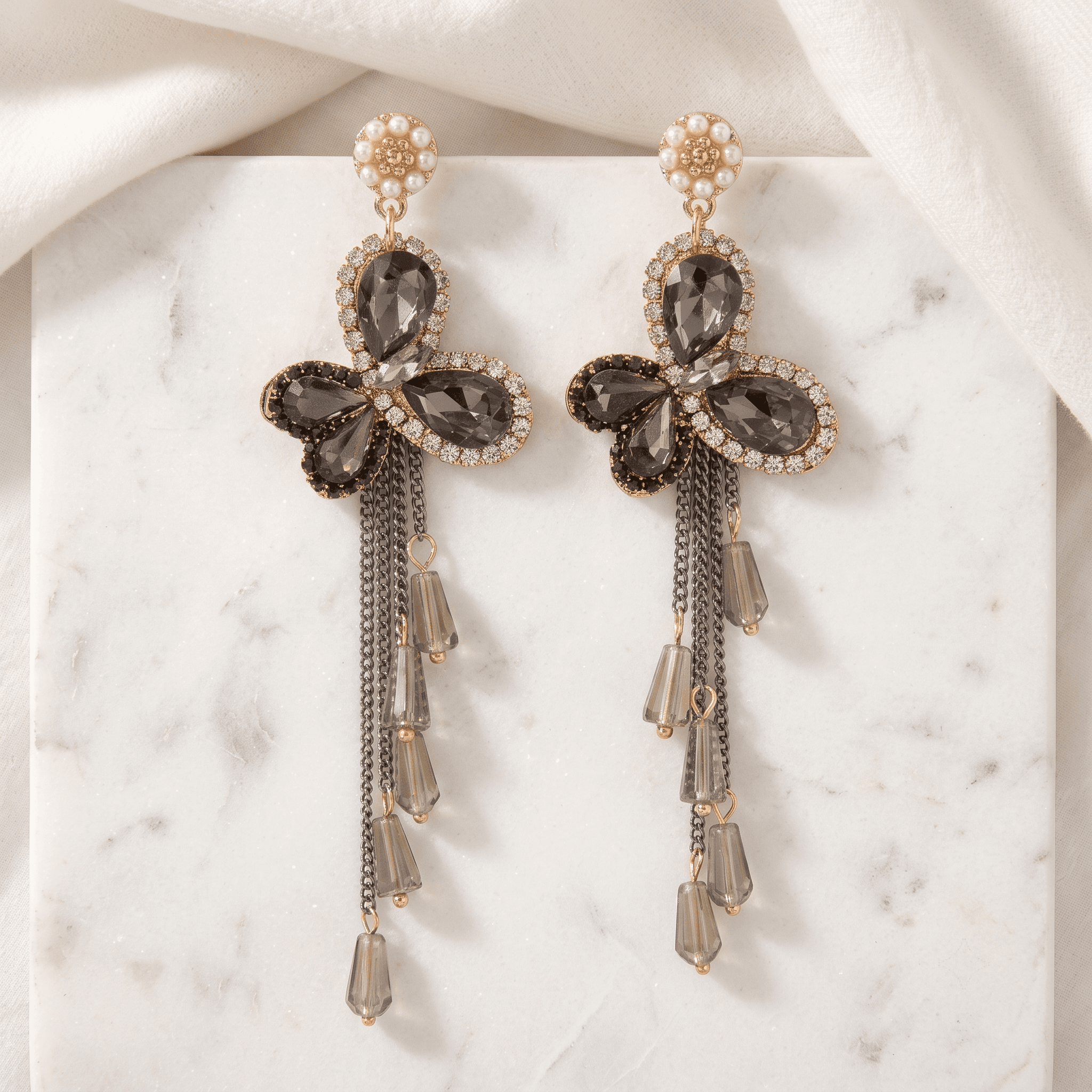 Smoky Butterfly Chandelier Earrings — product