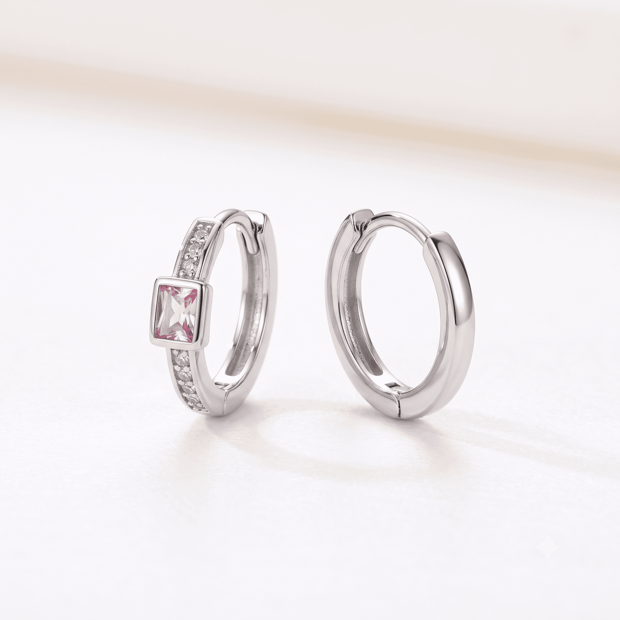 Pink Stone Pavé Hoop Earrings — product