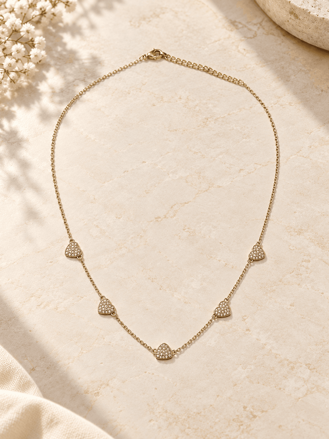 Five Hearts Station Necklace — hero